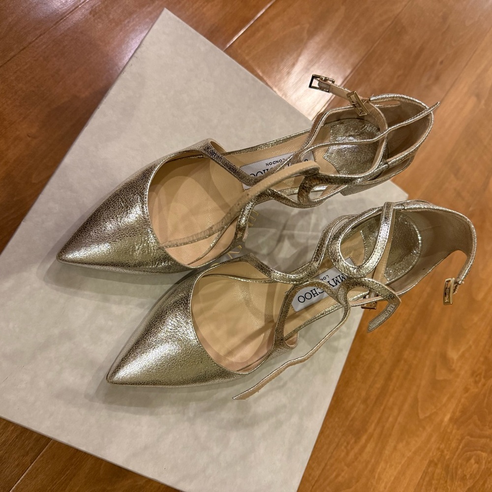 Jimmy Choo Metallic Gold Heels